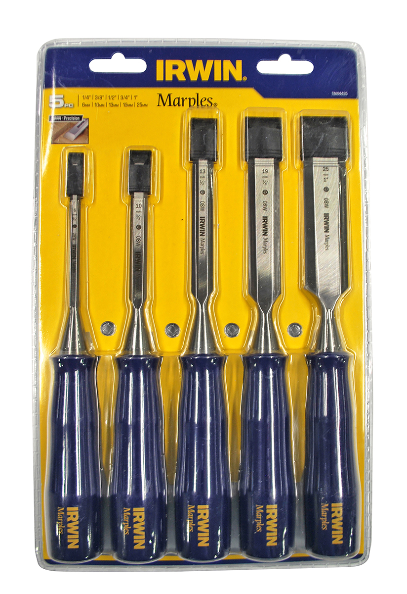 Irwin 5 Piece Steel Bevel Edge Chisel Set, 25 mm Blade Width