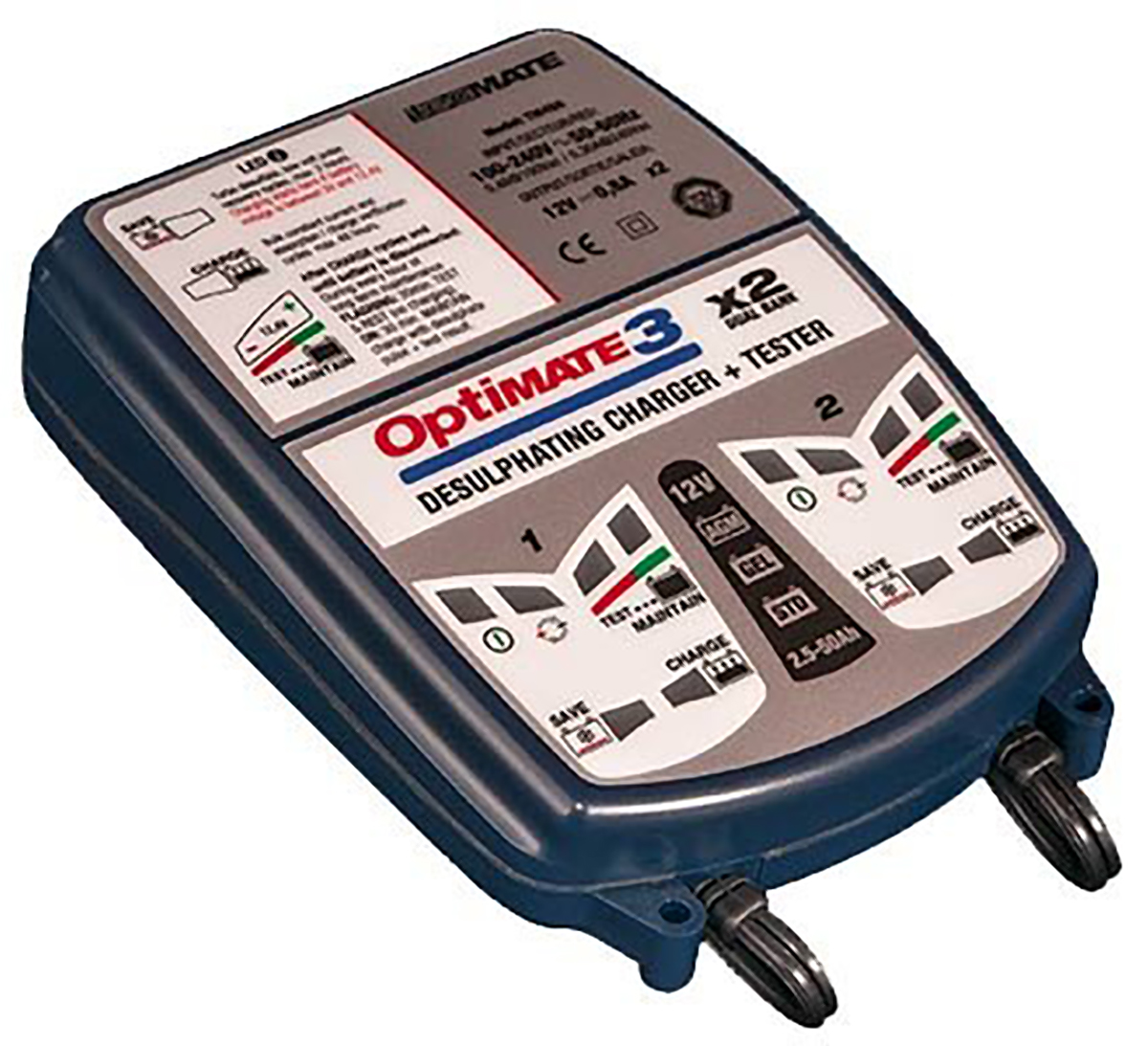 TecMate OptiMate 3x2 Battery Charger For 12V, Lead Acid 800 mA, 12 V with UK plug Automotive