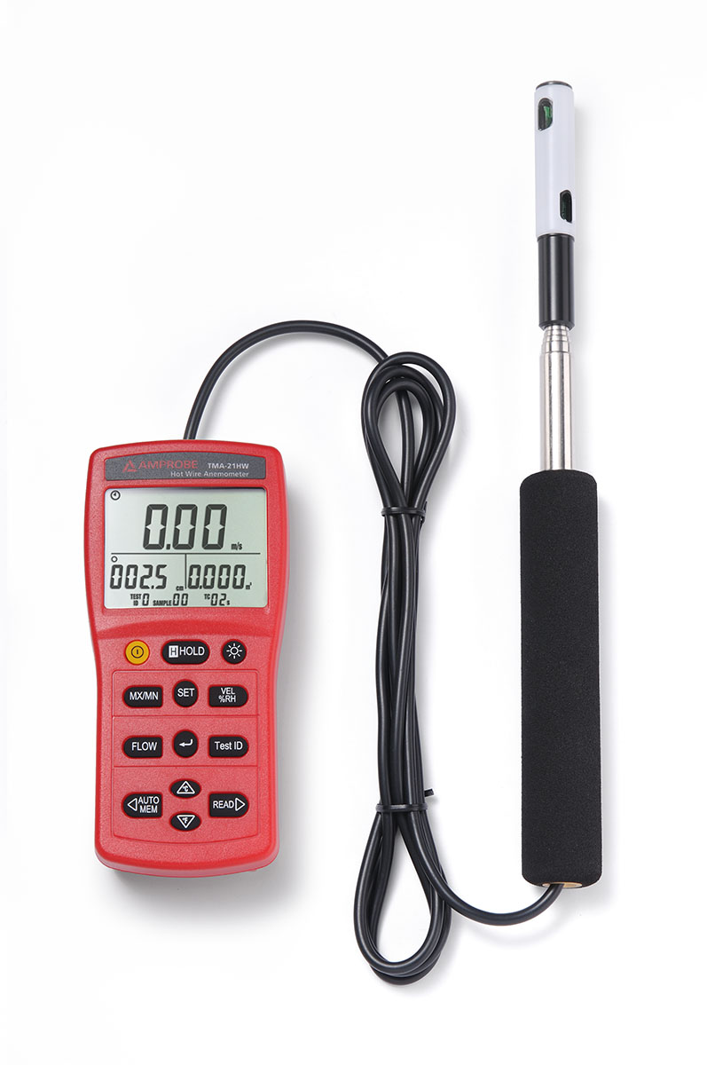 Beha-Amprobe TMA-21HW Hotwire Anemometer, Measures Temperature, Air Flow, Air Velocity, Humidity, 30 m/s