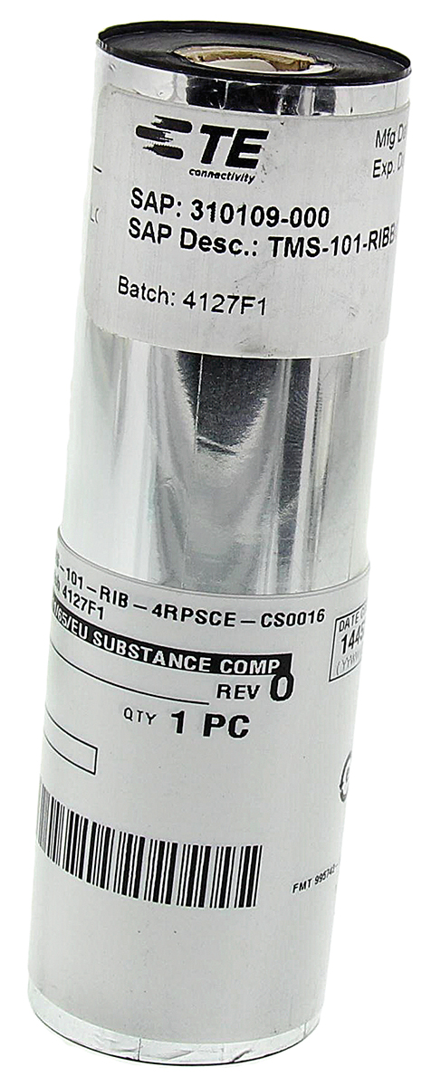 tms-101-rib-4rpsce TE Connectivity TMS-101-RIB-4RPSCE Black Label Printer Ribbon, 50.8 mm Width