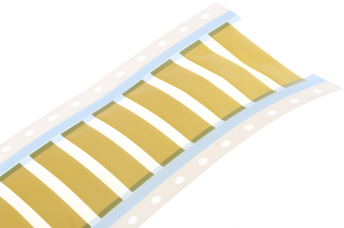 TE Connectivity Yellow White Print Heat Shrink Labels, 50 mm Width, 50 mm