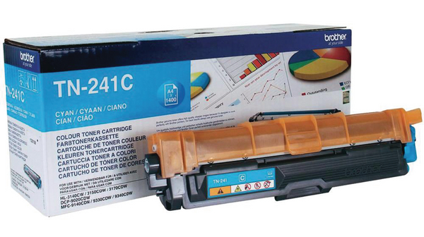 Brother TN-241C Cyan Toner, MFC9340CDW, DCP9015CDW, HL3150CDW, DCP9020CDW, MFC9140CDN, MFC9330CDW, HL3170CDW, HL3140CW