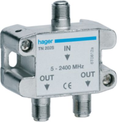 Hager Coaxial RF Splitter, Frequency 2400MHz, Coaxial