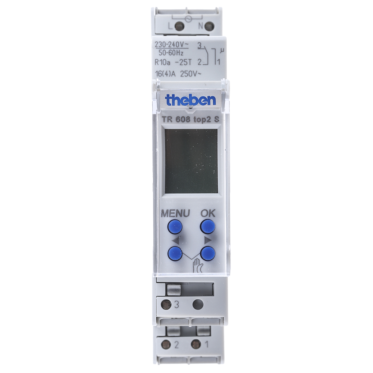 tr608-top2-s Theben Digital DIN Rail Time Switch, 1-Channel 230 V ac