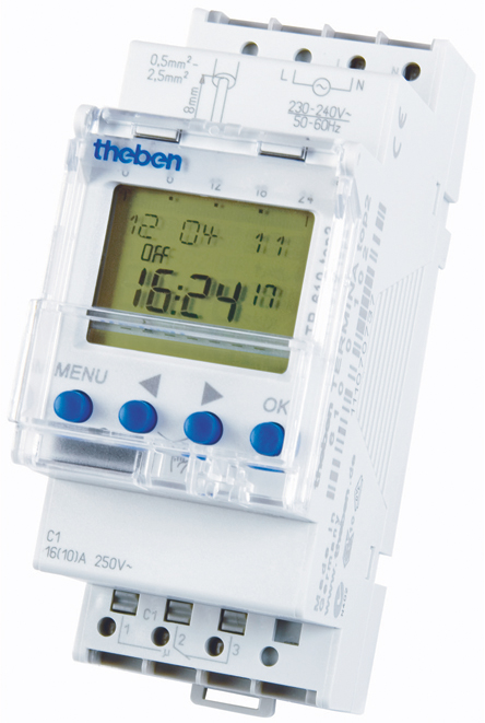 Theben Digital TR610 Top DIN Rail Time Switch, 1-Channel 120 V ac