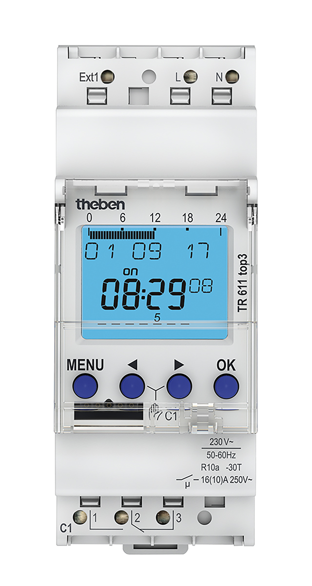Theben Digital TR 611 Top3 DIN Rail Time Switch 230V ac