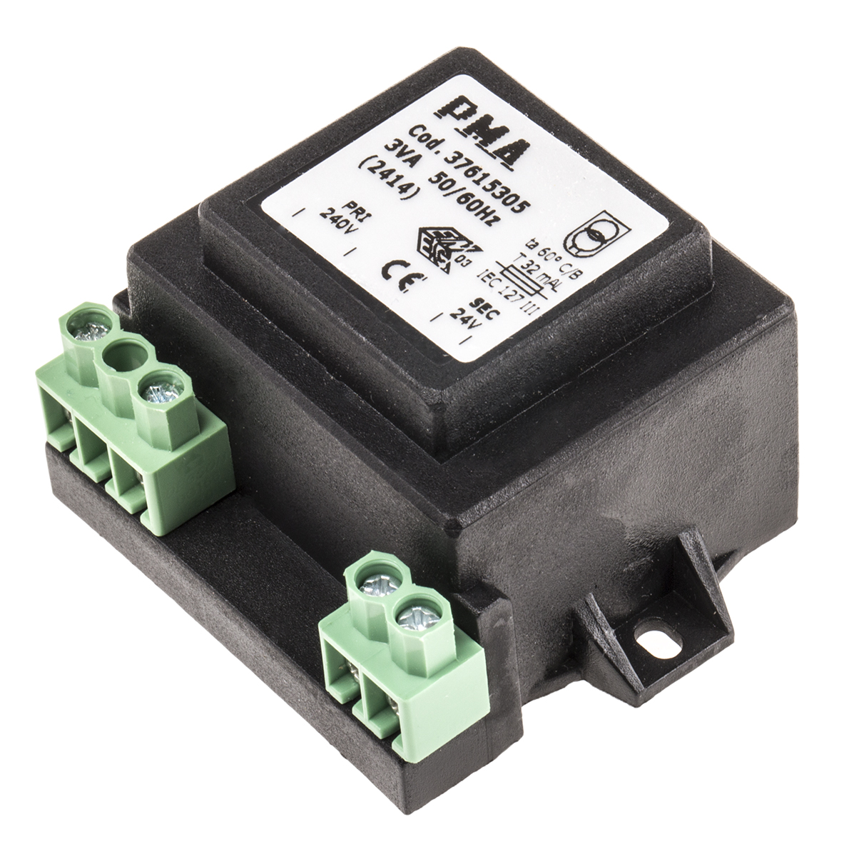 Carel 3 VA DIN Rail Panel Mount Transformer, 240 V ac Primary, 24 V ac Secondary, RoHS, CE