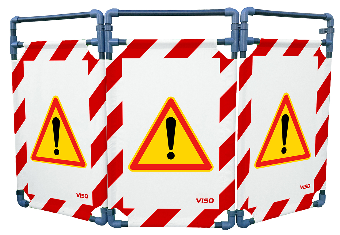 Viso Red, White Safety Barrier, Red Tape, Polyester, Folding Barrier
