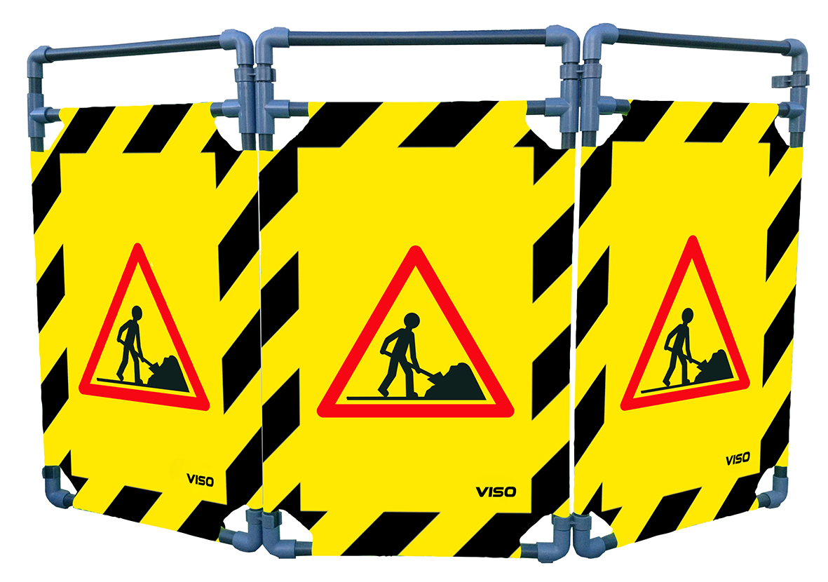 Viso Black, Yellow Safety Barrier, Yellow Tape, Polyester, Folding Barrier