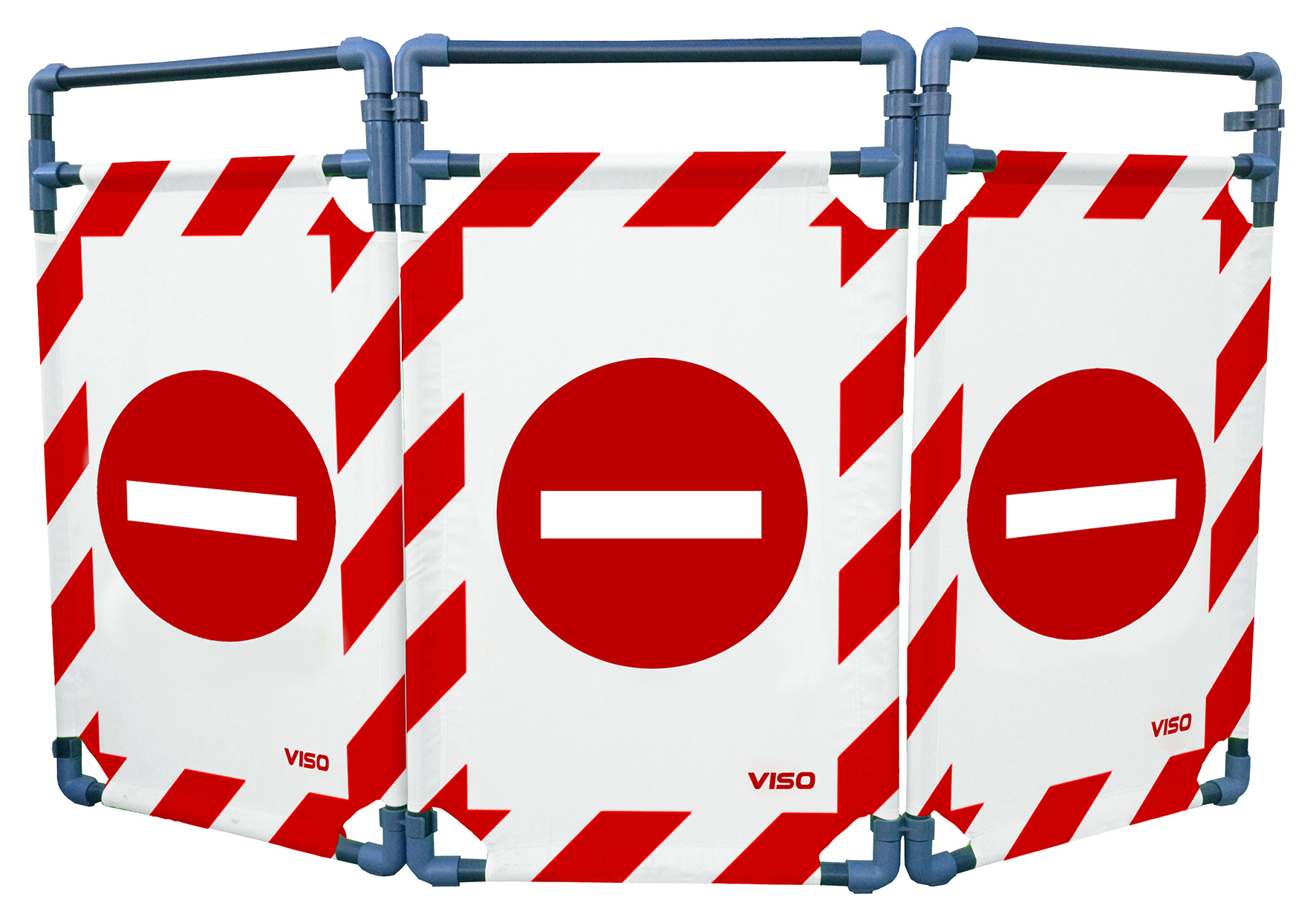 Viso White, Red Safety Barrier, Red Tape, Polyester, Folding Barrier