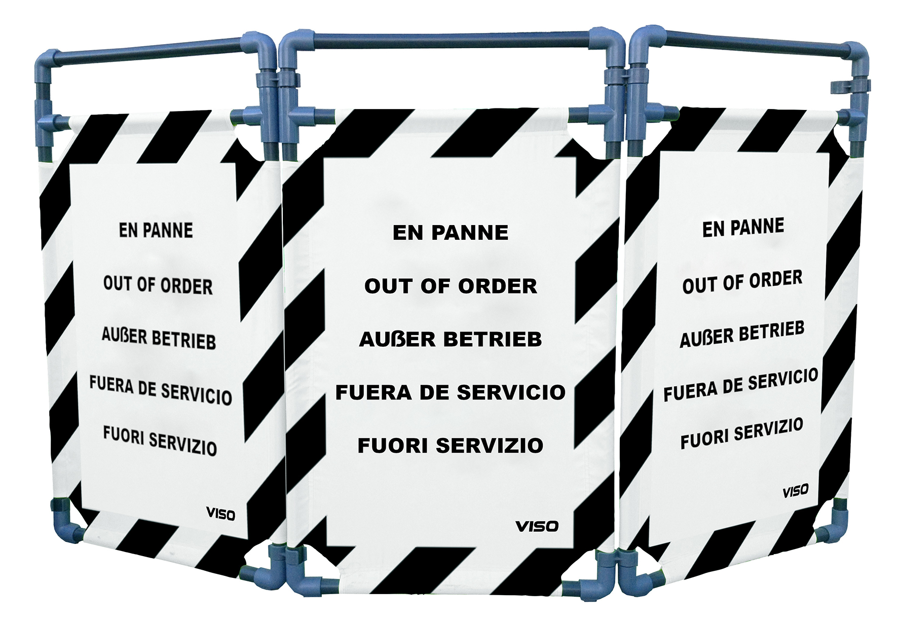 Viso White, Black Safety Barrier, White Tape, Polyester, Folding Barrier