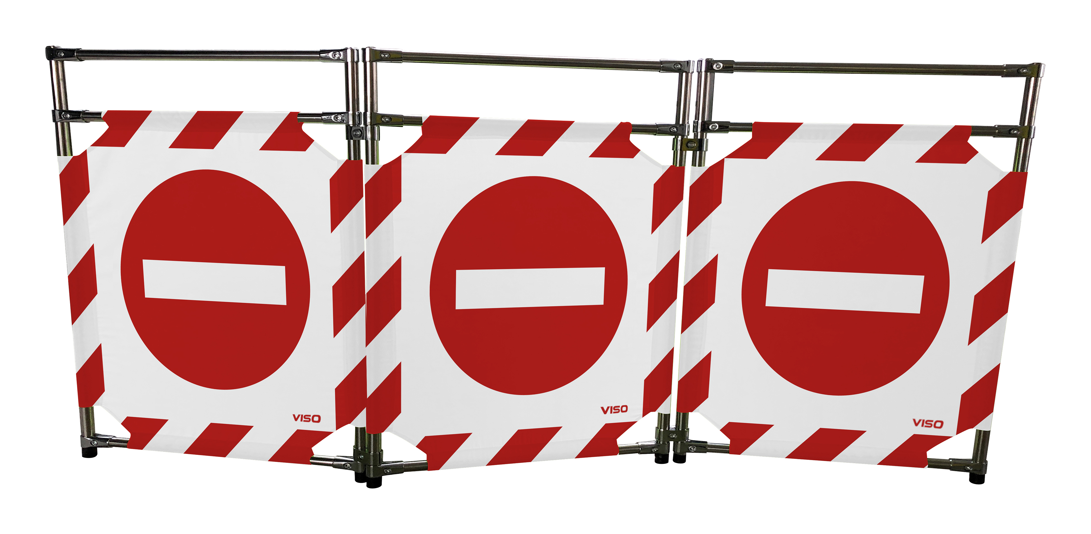 Viso White, Red Safety Barrier, Red Tape, Polyester, Folding Barrier