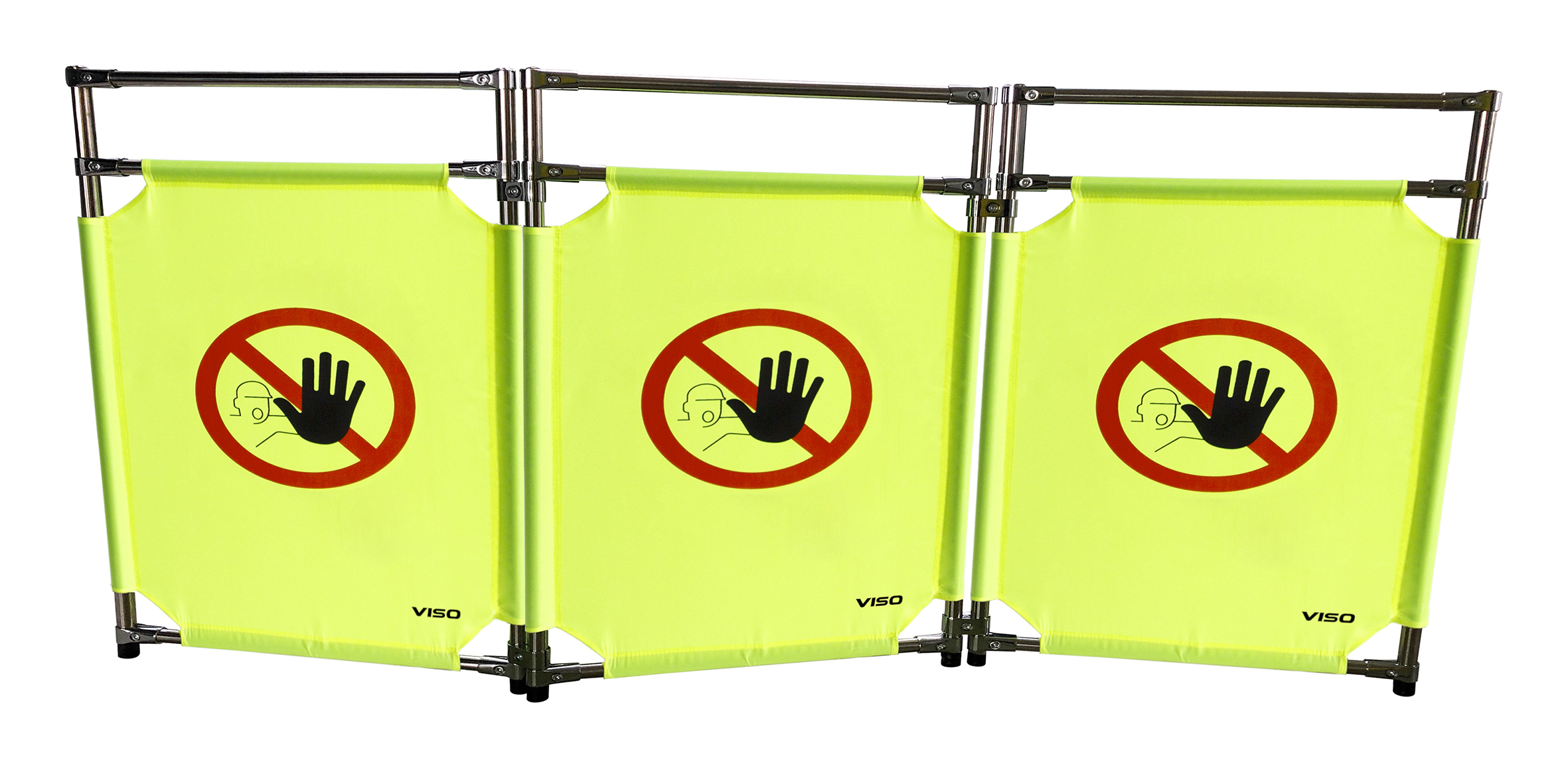 Viso Black, Yellow Safety Barrier, Yellow Tape, Polyester, Folding Barrier