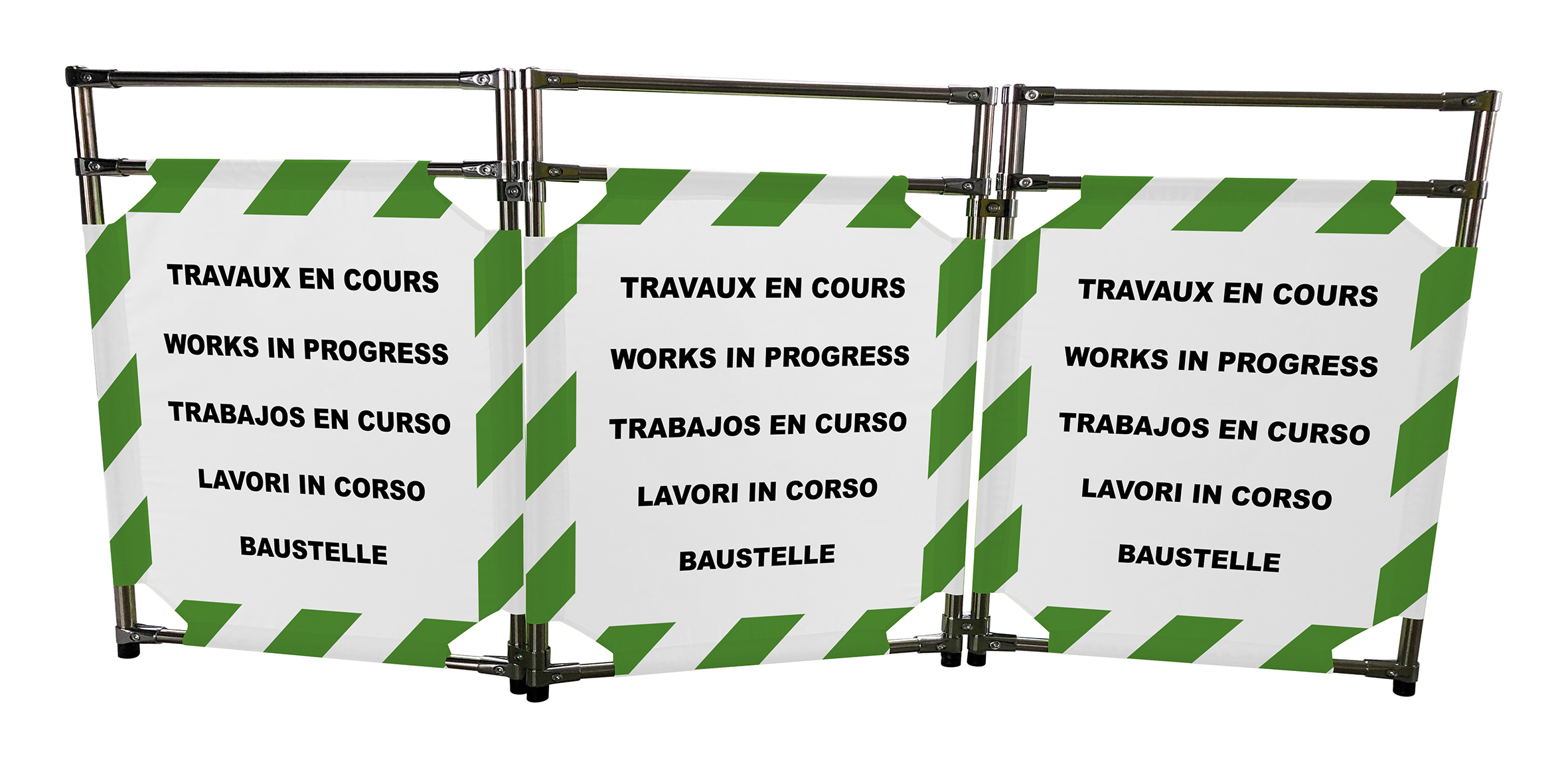 Viso Green, White Safety Barrier, Green Tape, Polyester, Folding Barrier