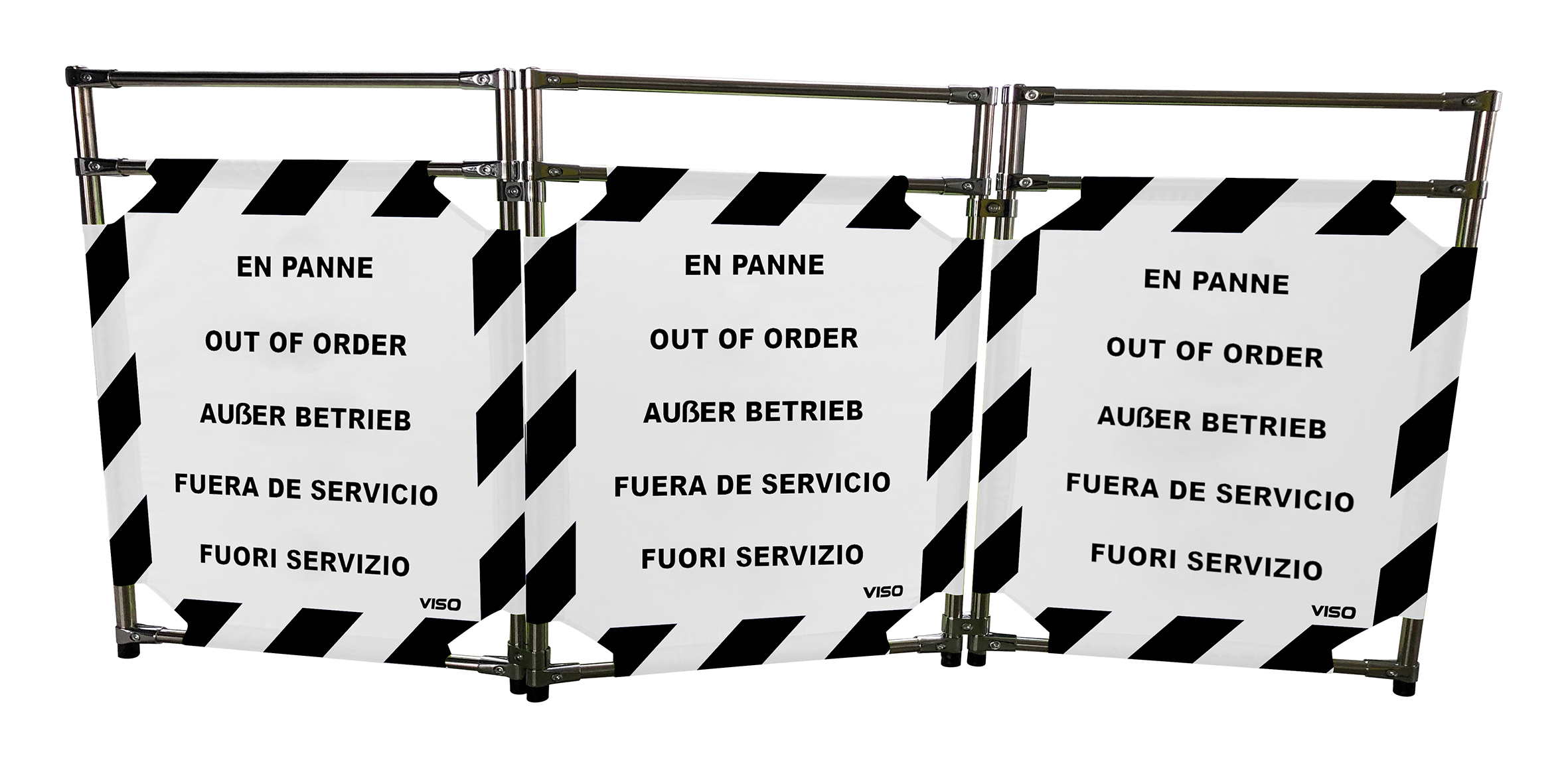 Viso White, Black Safety Barrier, White Tape, Polyester, Folding Barrier