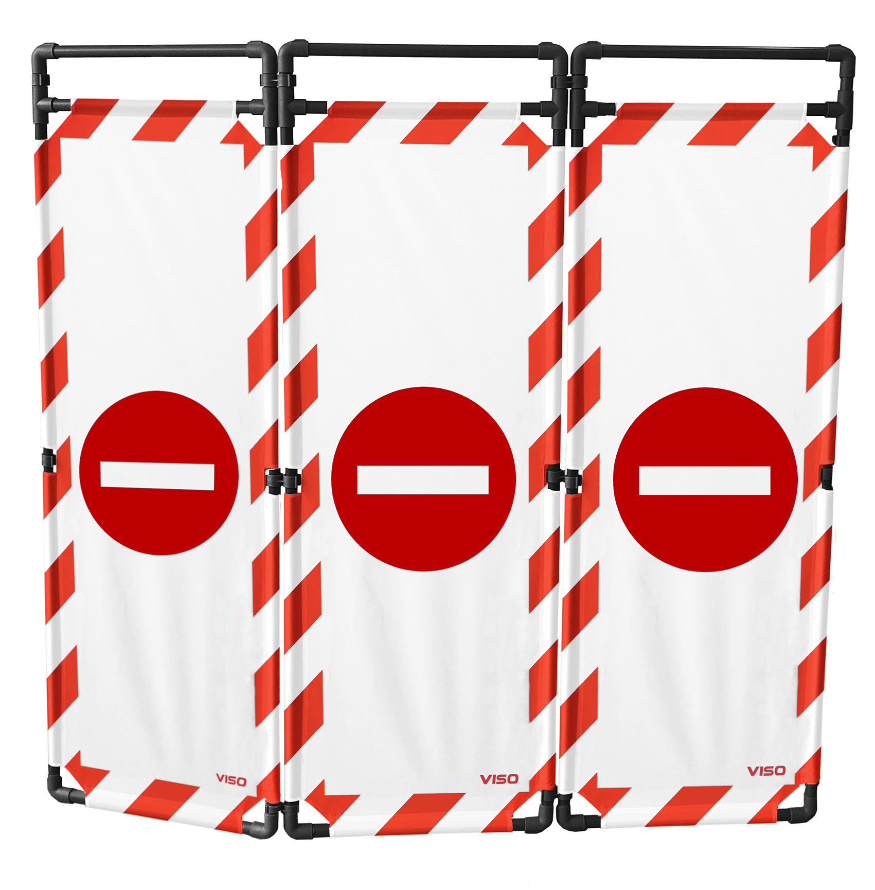Viso Red, White Safety Barrier, Red Tape, Polyester, Folding Barrier