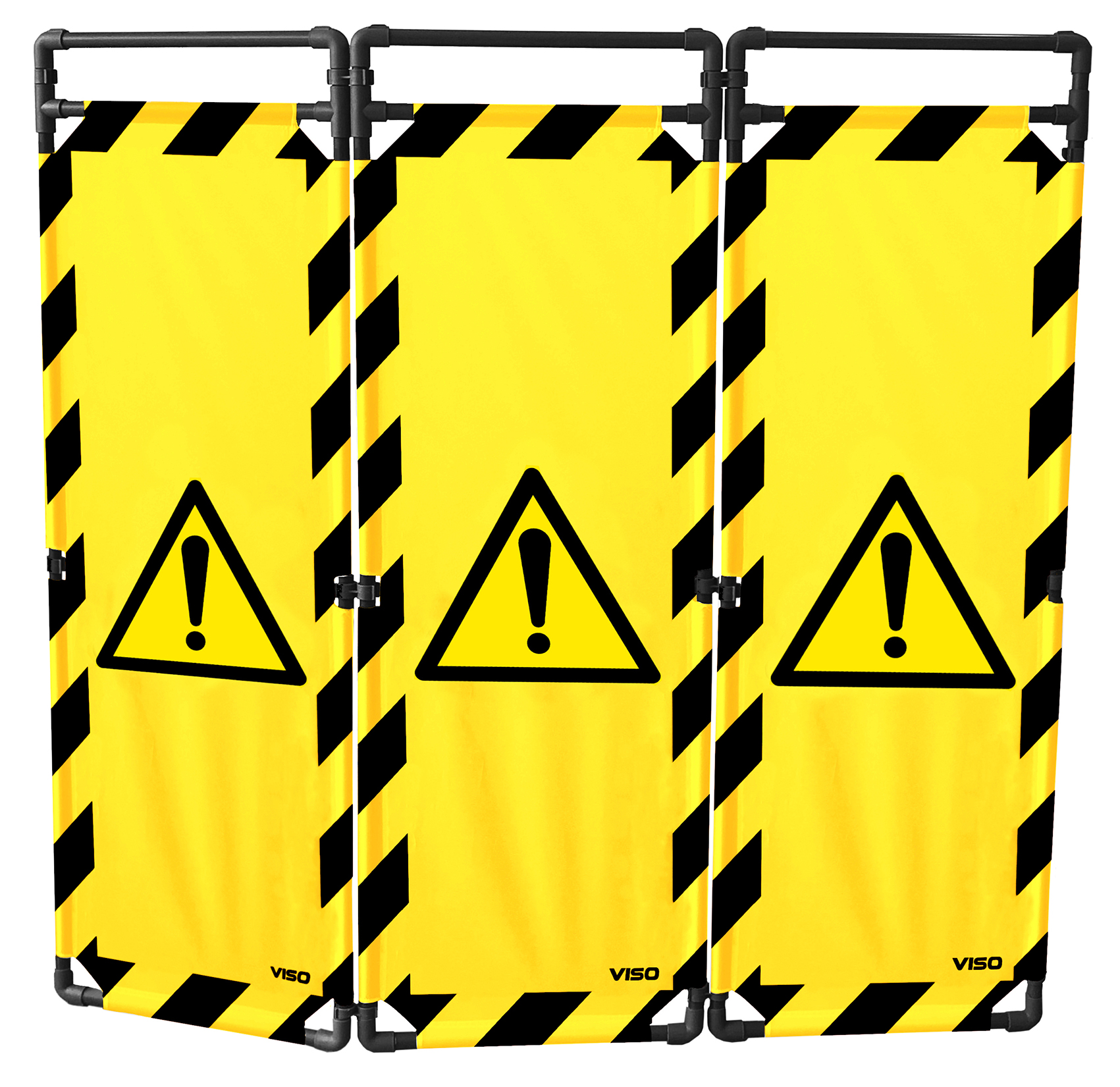 Viso Yellow, Black Safety Barrier, Yellow Tape, Polyester, Folding Barrier