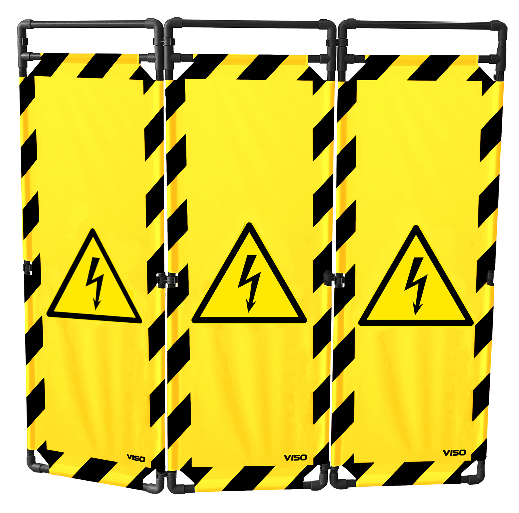 Viso Black, Yellow Safety Barrier, Yellow Tape, Polyester, Folding Barrier