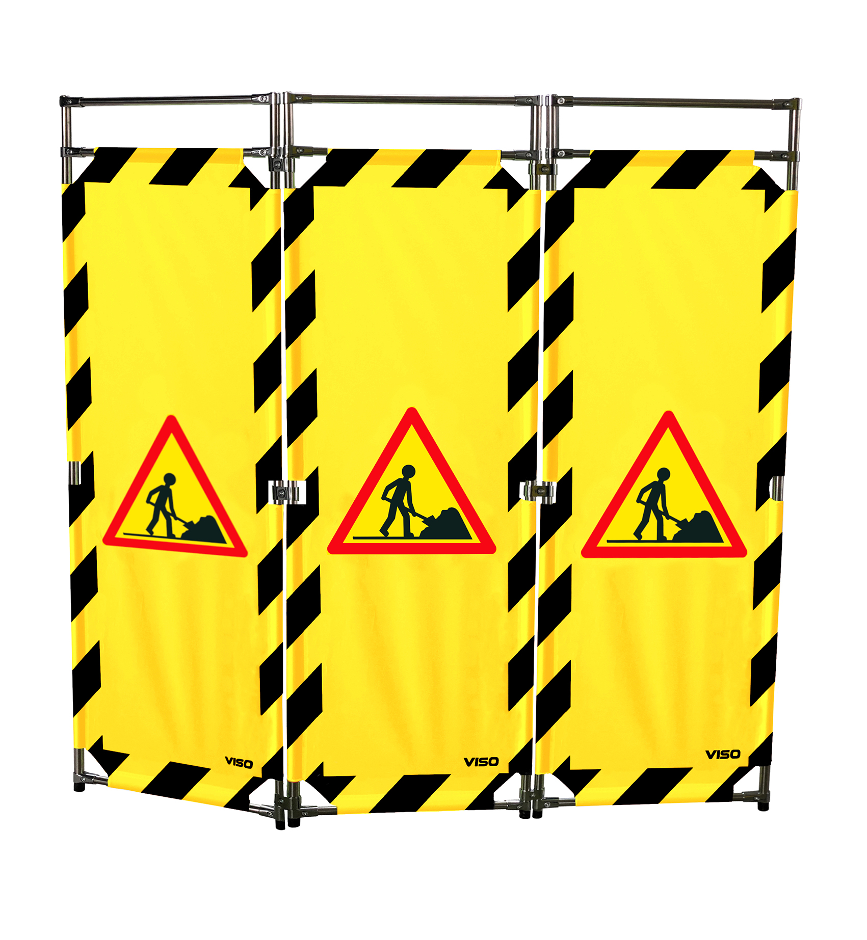 Viso Yellow, Black Safety Barrier, Yellow Tape, Polyester, Folding Barrier