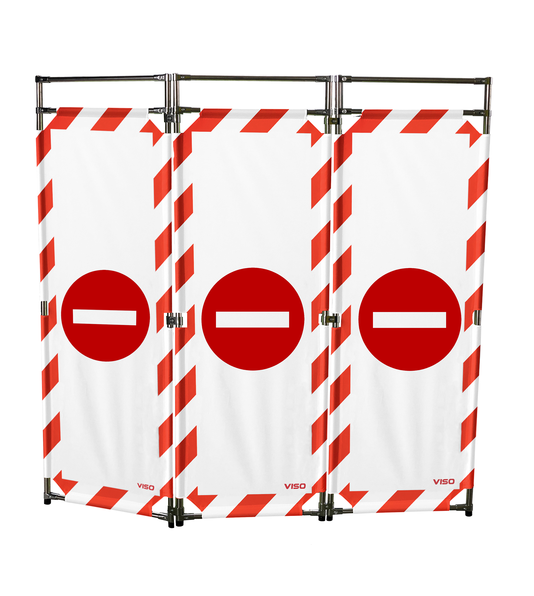 Viso White, Red Safety Barrier, Red Tape, Polyester, Folding Barrier