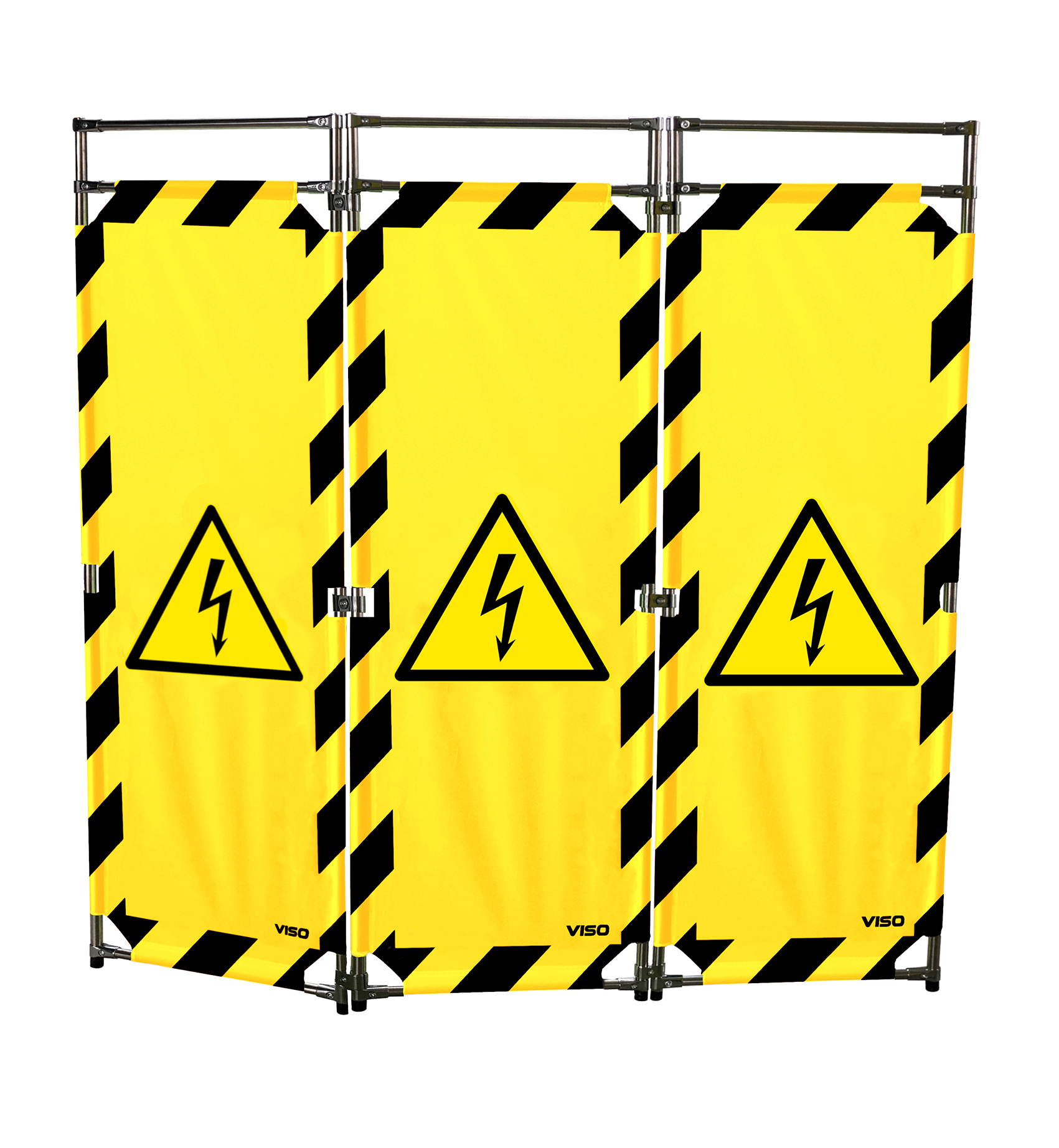 Viso Black, Yellow Safety Barrier, Yellow Tape, Polyester, Folding Barrier