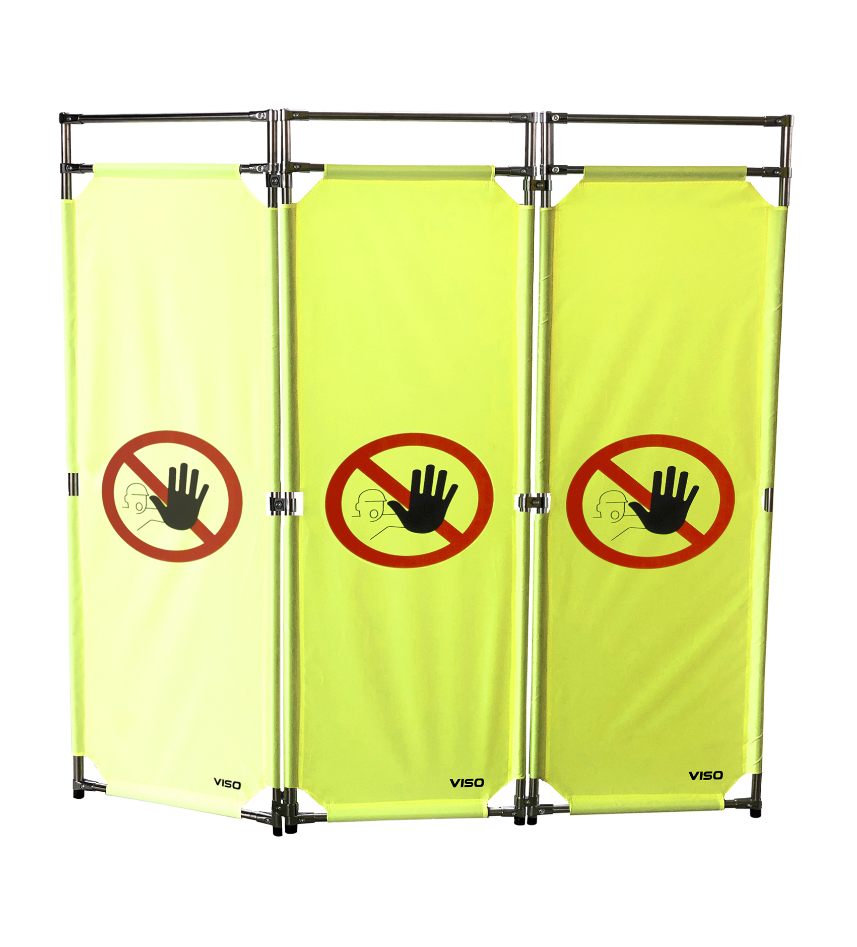 Viso Black, Yellow Safety Barrier, Yellow Tape, Polyester, Folding Barrier