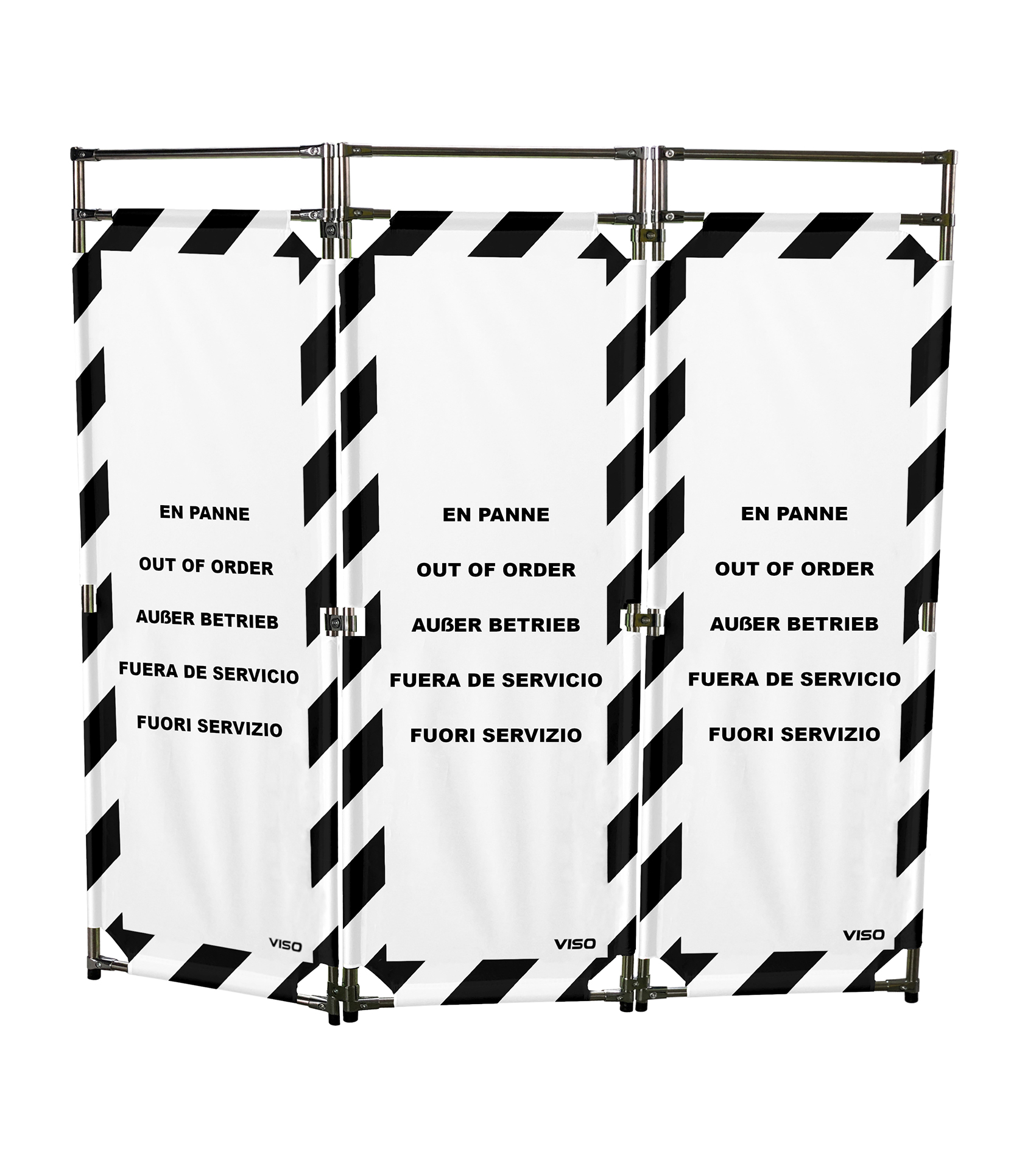 Viso White, Black Safety Barrier, White Tape, Polyester, Folding Barrier