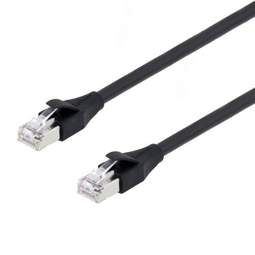 L-Com TRD, 1 m Cat5e Cat5E Cable, Black Straight to Male RJ45 Male, Shielded Polyvinyl Chloride Sheath