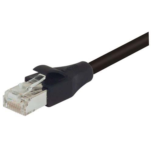 L-Com TRD, 15 ft Cat5e Cat5E Cable, Black Straight to Male RJ45 Male, Shielded Polyvinyl Chloride Sheath