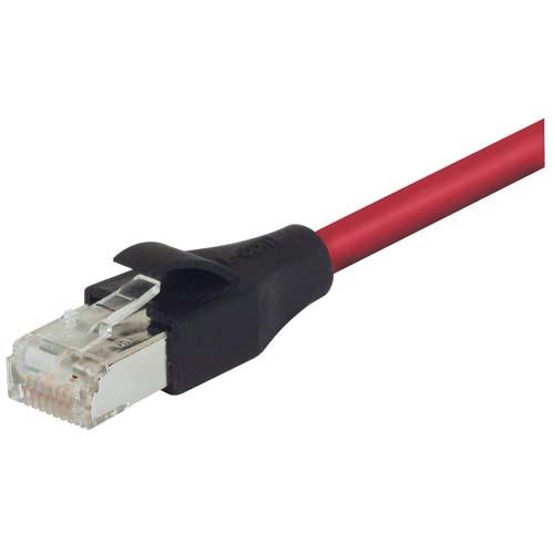 L-Com TRD, 15 ft Cat5e Cat5E Cable, Red Straight to Male RJ45 Male, Shielded Low Smoke Zero Halogen Sheath