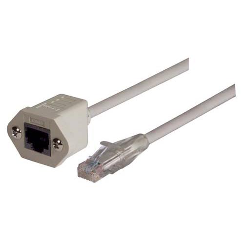 L-Com TRD, 3 ft Cat5e Cat5E Cable, Grey Straight to Female RJ45 Male, Unshielded Polyvinyl Chloride Sheath