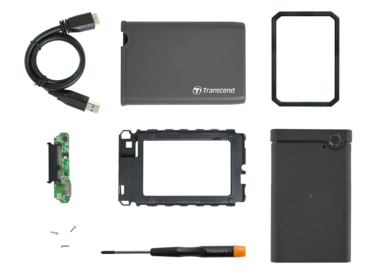ts0gsj25ck3 Transcend 2.5 in Kit 129.5 x 80.8 x 18.8 mm USB 3.1 Gen 1 SATA