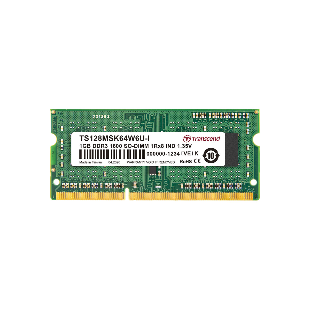 Transcend 1 GB DDR3L RAM 1600 Mbit/s, SODIMM, 1.35V