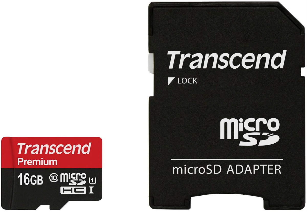 Transcend 16 GB MicroSDHC microSD, UHS 1 U1, Class 10