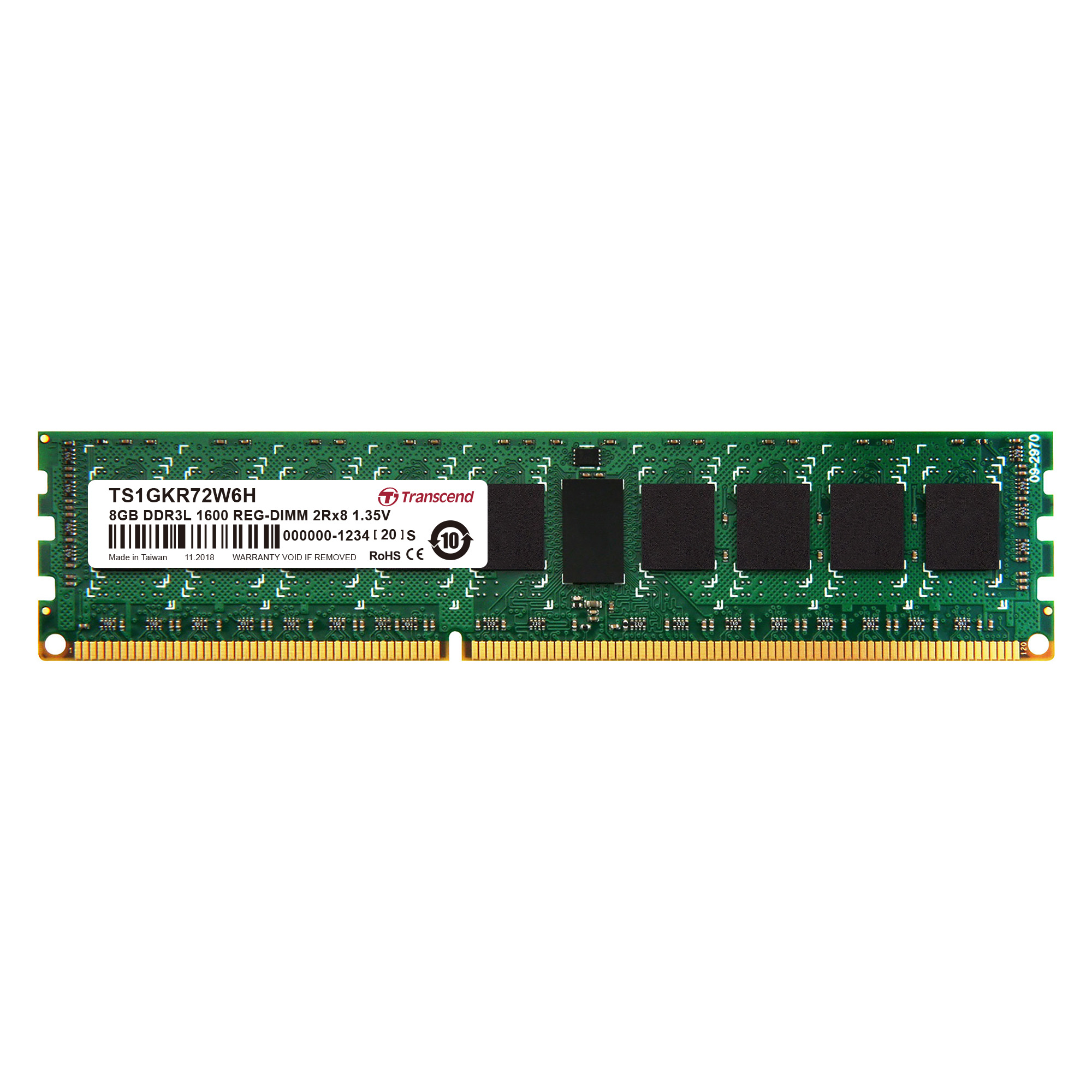 Transcend 8 GB DDR3L RAM 1600 Mbit/s, RDIMM, 1.35V