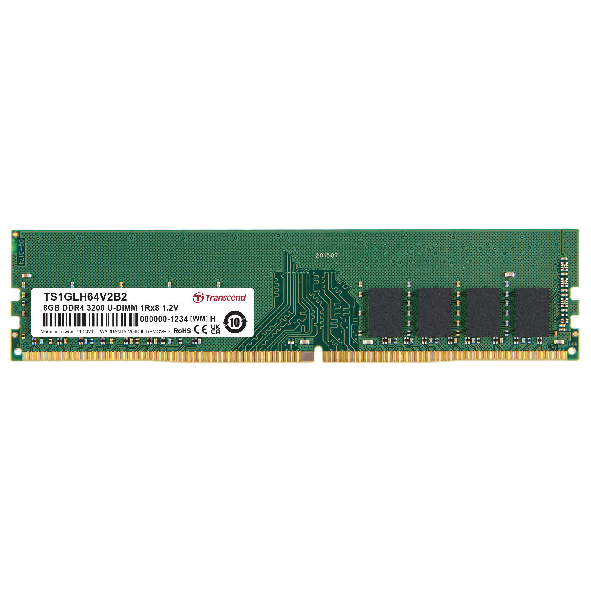 Transcend 8 GB DDR4 Desktop RAM 3200 Mbit/s, UDIMM, 1.2V