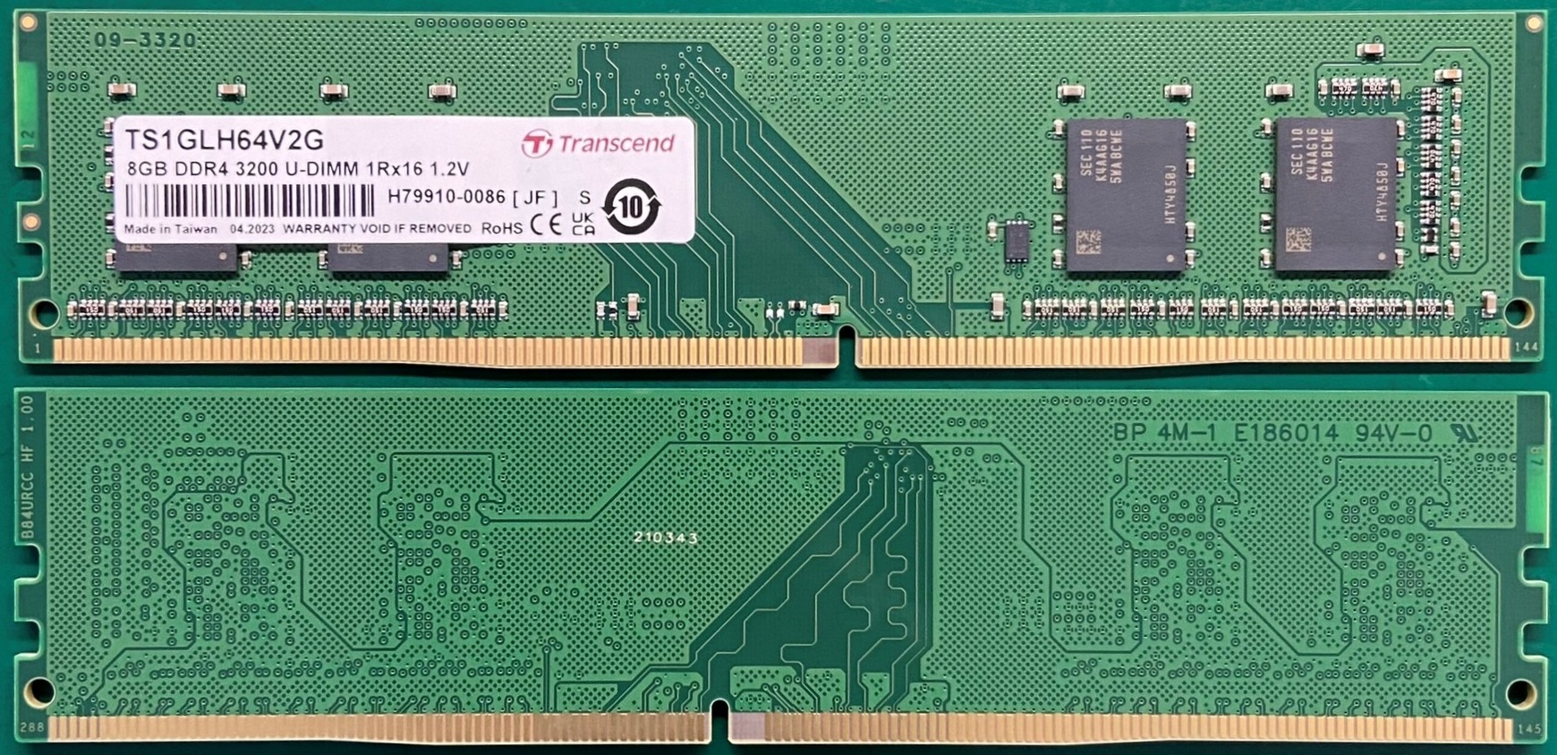 Transcend 8 GB DDR4 Desktop RAM 3200 Mbit/s, UDIMM, 1.2V