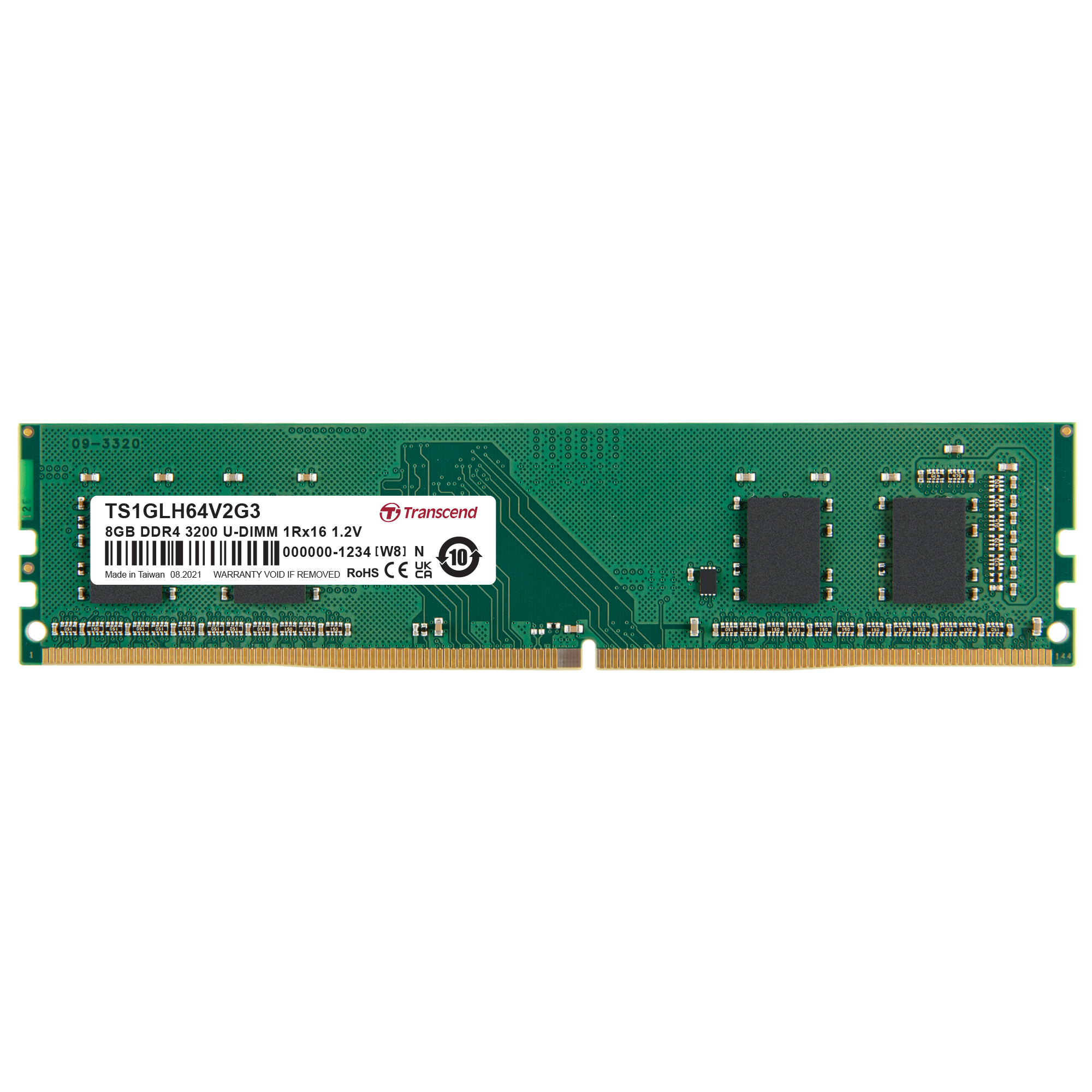 Transcend 8 GB DDR4 Desktop RAM 3200 Mbit/s, UDIMM, 1.2V