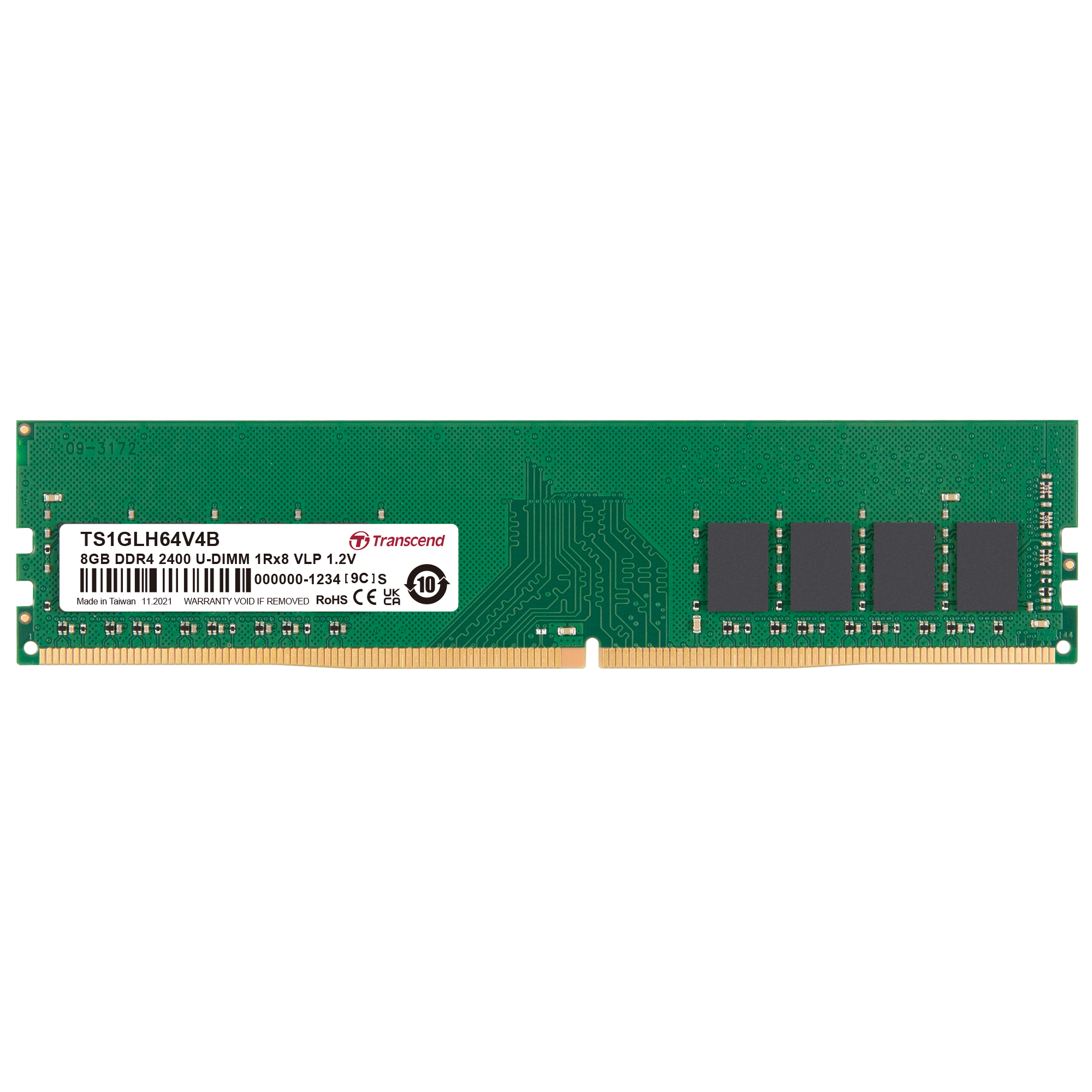 Transcend 16 GB DDR4 Desktop RAM 2400 Mbit/s, UDIMM, 1.2V