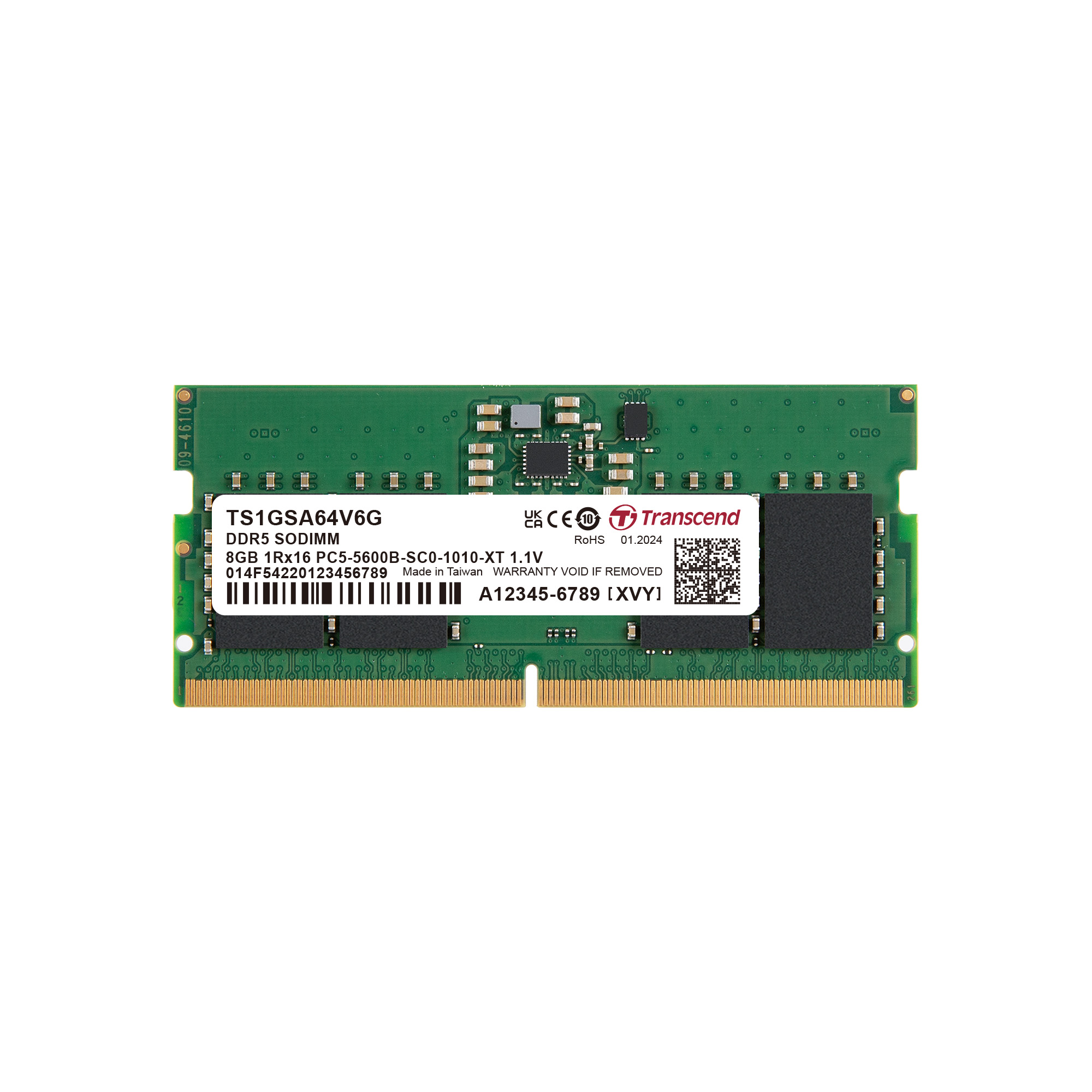 Transcend 8 GB DDR5 Server RAM 5600 Mbit/s, SODIMM, 1.1V
