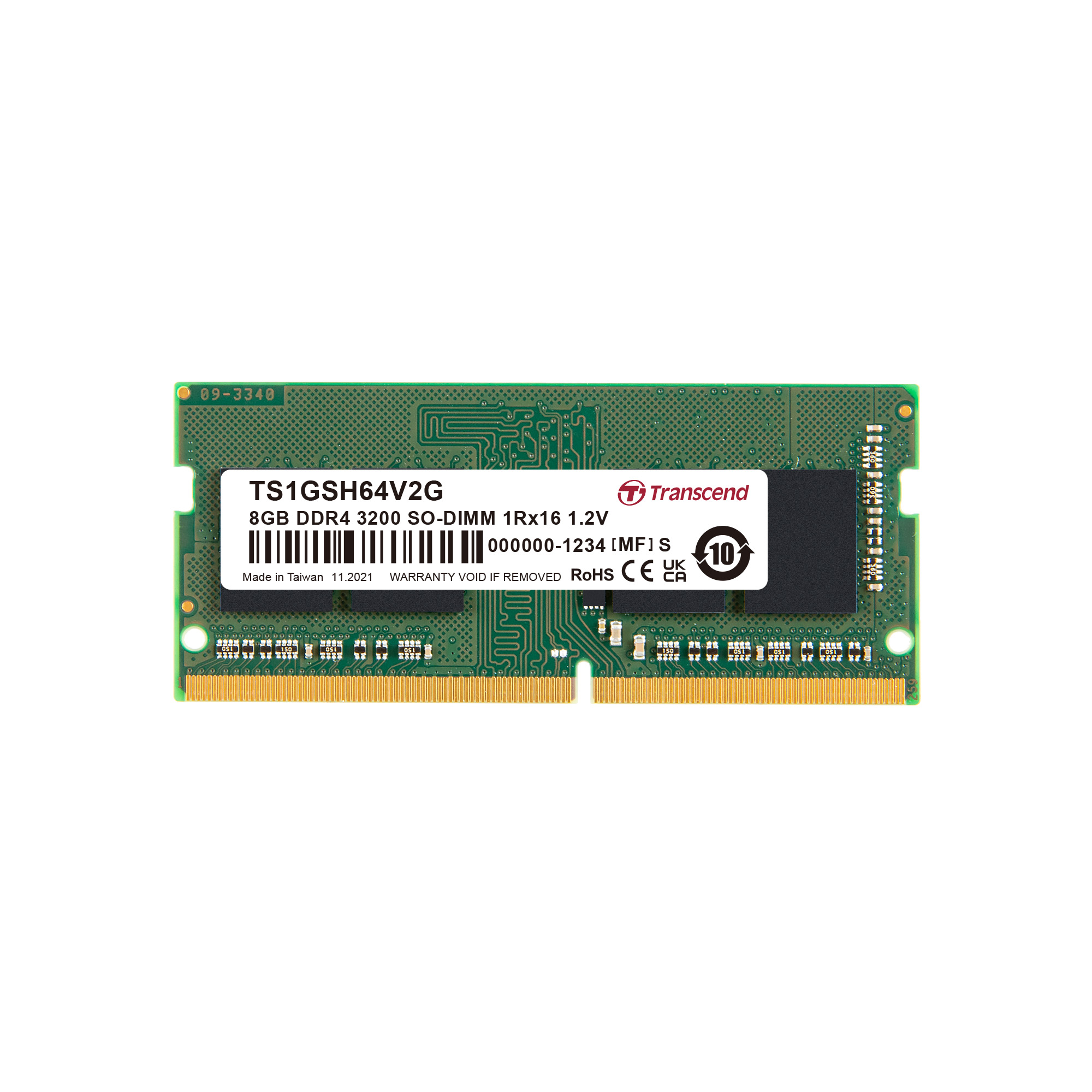 Transcend 8 GB DDR4 Desktop RAM 3200 Mbit/s, SODIMM, 1.2V