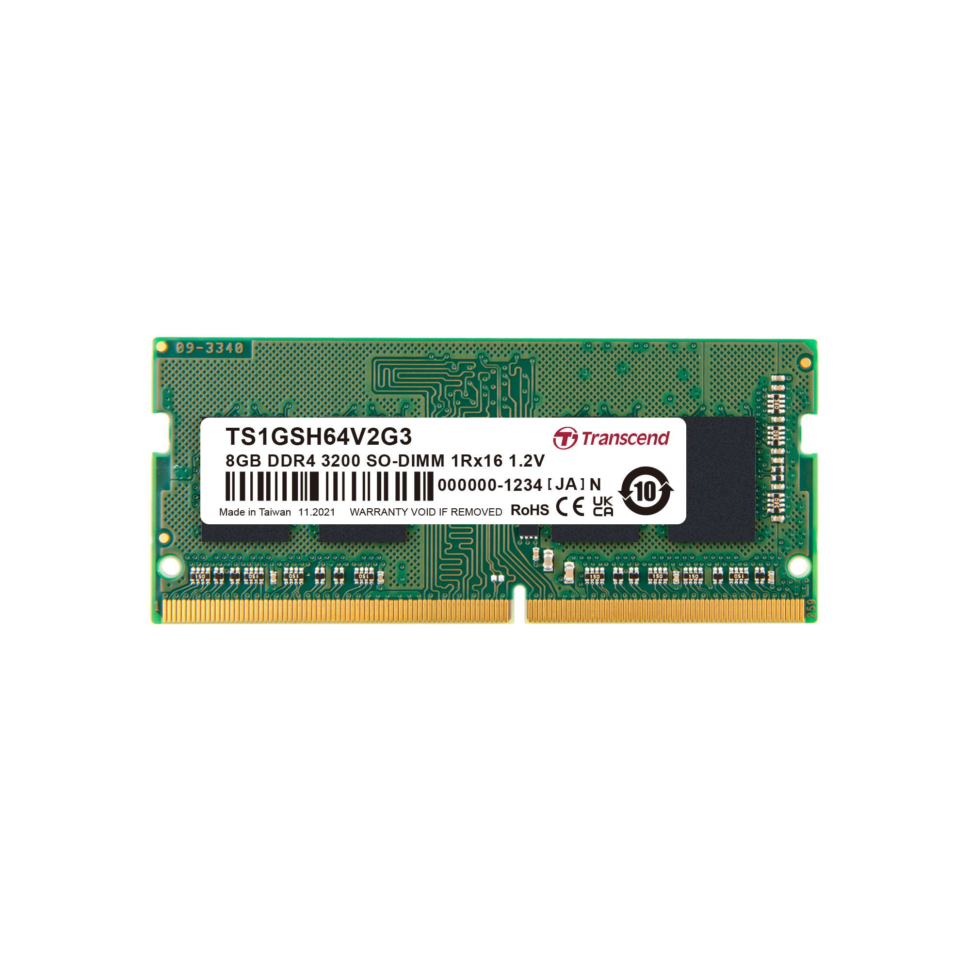 Transcend 8 GB DDR4 Desktop RAM 3200 Mbit/s, SODIMM, 1.2V