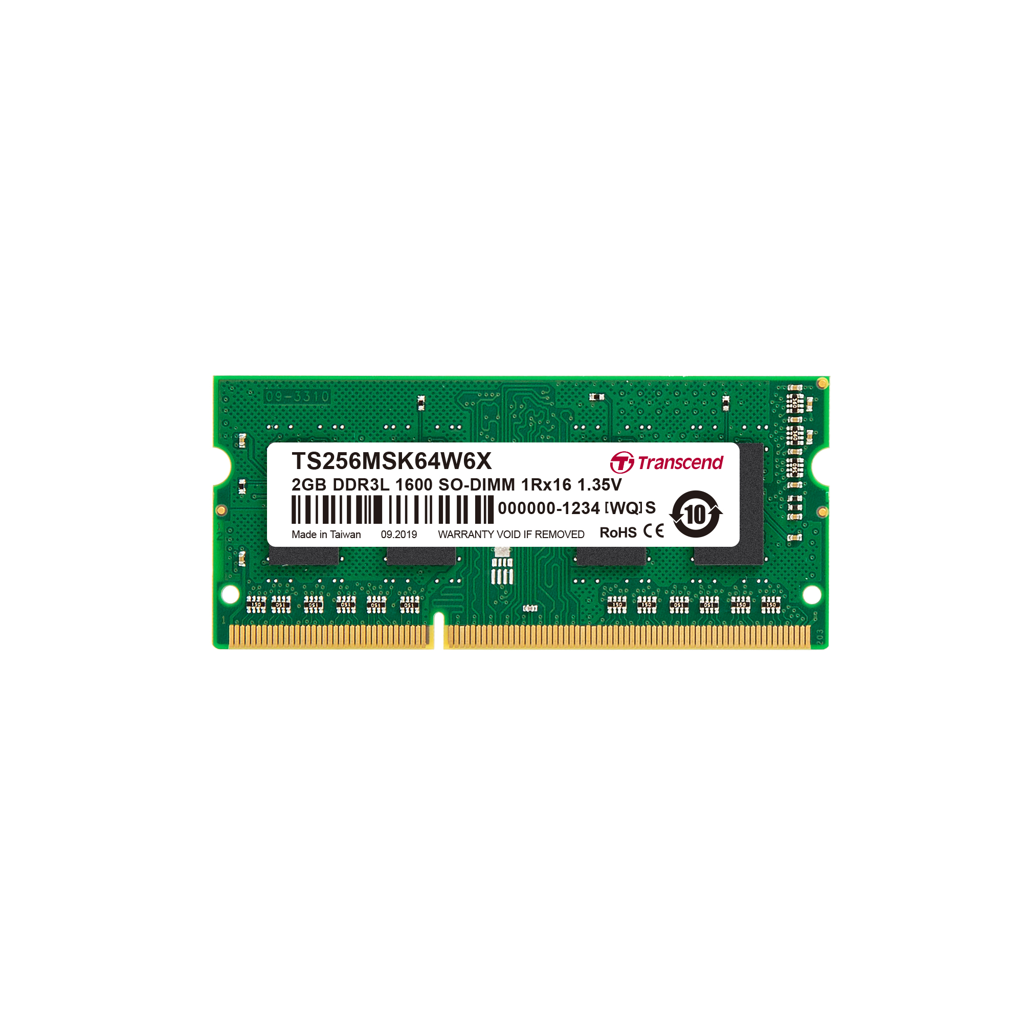 Transcend 2 GB DDR3L RAM 1600 Mbit/s, SODIMM, 1.35V