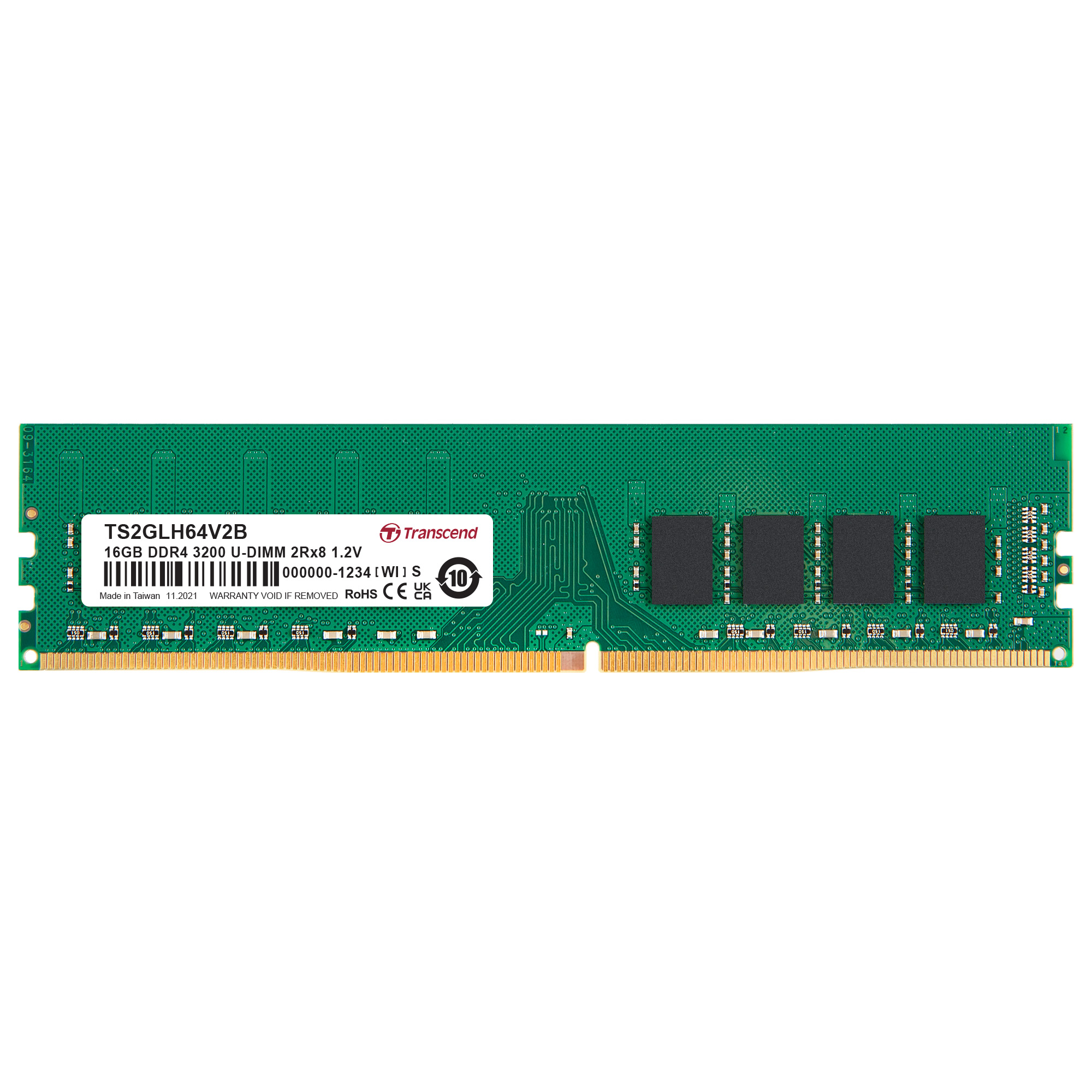 Transcend 16 GB DDR4 Desktop RAM 3200 Mbit/s, UDIMM, 1.2V