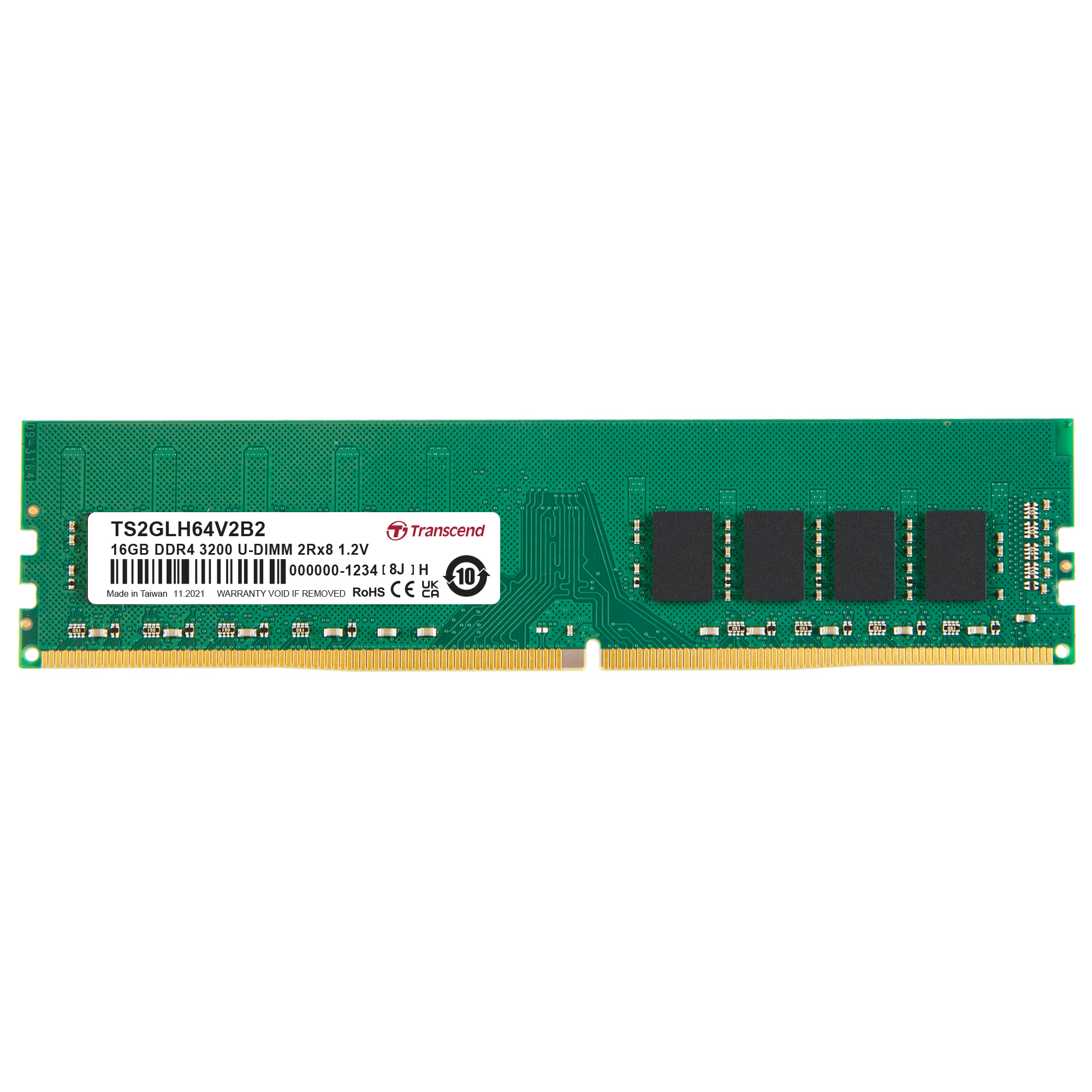 Transcend 16 GB DDR4 Desktop RAM 3200 Mbit/s, UDIMM, 1.2V