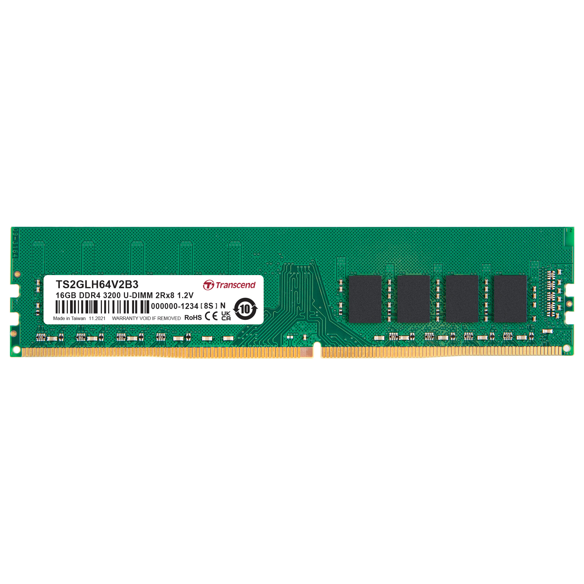 Transcend 16 GB DDR4 Desktop RAM 3200 Mbit/s, UDIMM, 1.2V