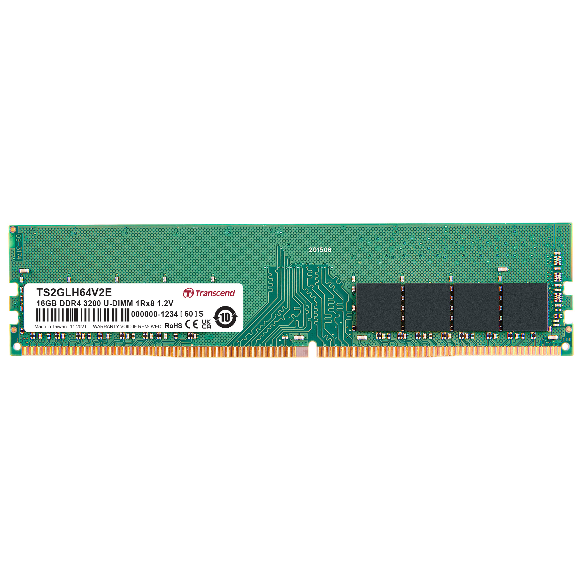 Transcend 16 GB DDR4 Desktop RAM 3200 Mbit/s, UDIMM, 1.2V