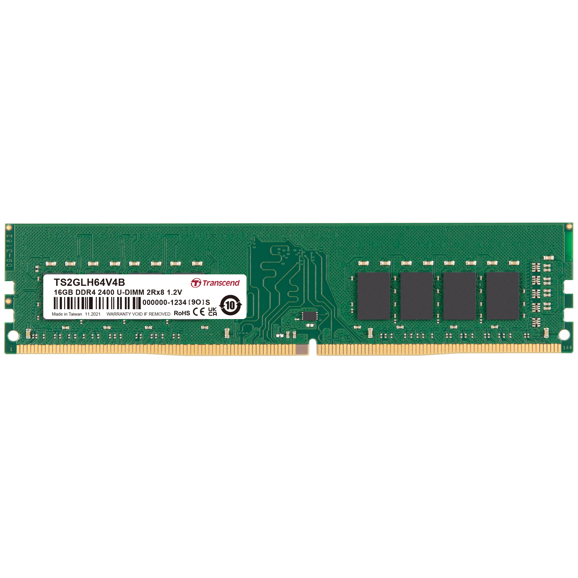 Transcend 16 GB DDR4 Desktop RAM 2400 Mbit/s, UDIMM, 1.2V