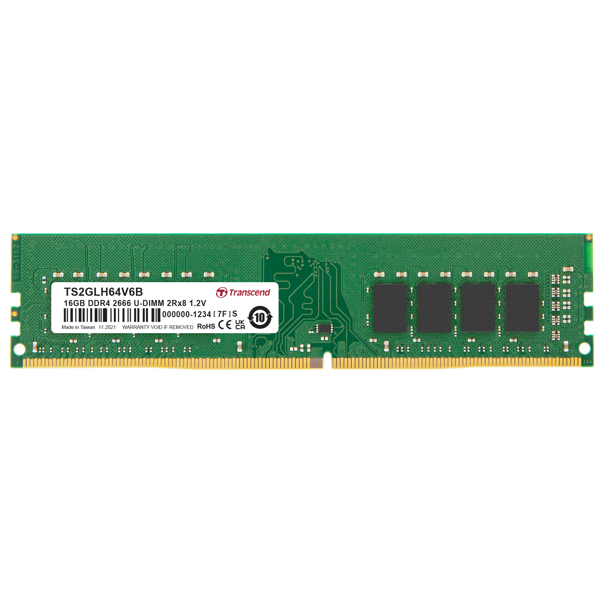Transcend 16 GB DDR4 Desktop RAM 2666 Mbit/s, UDIMM, 1.2V