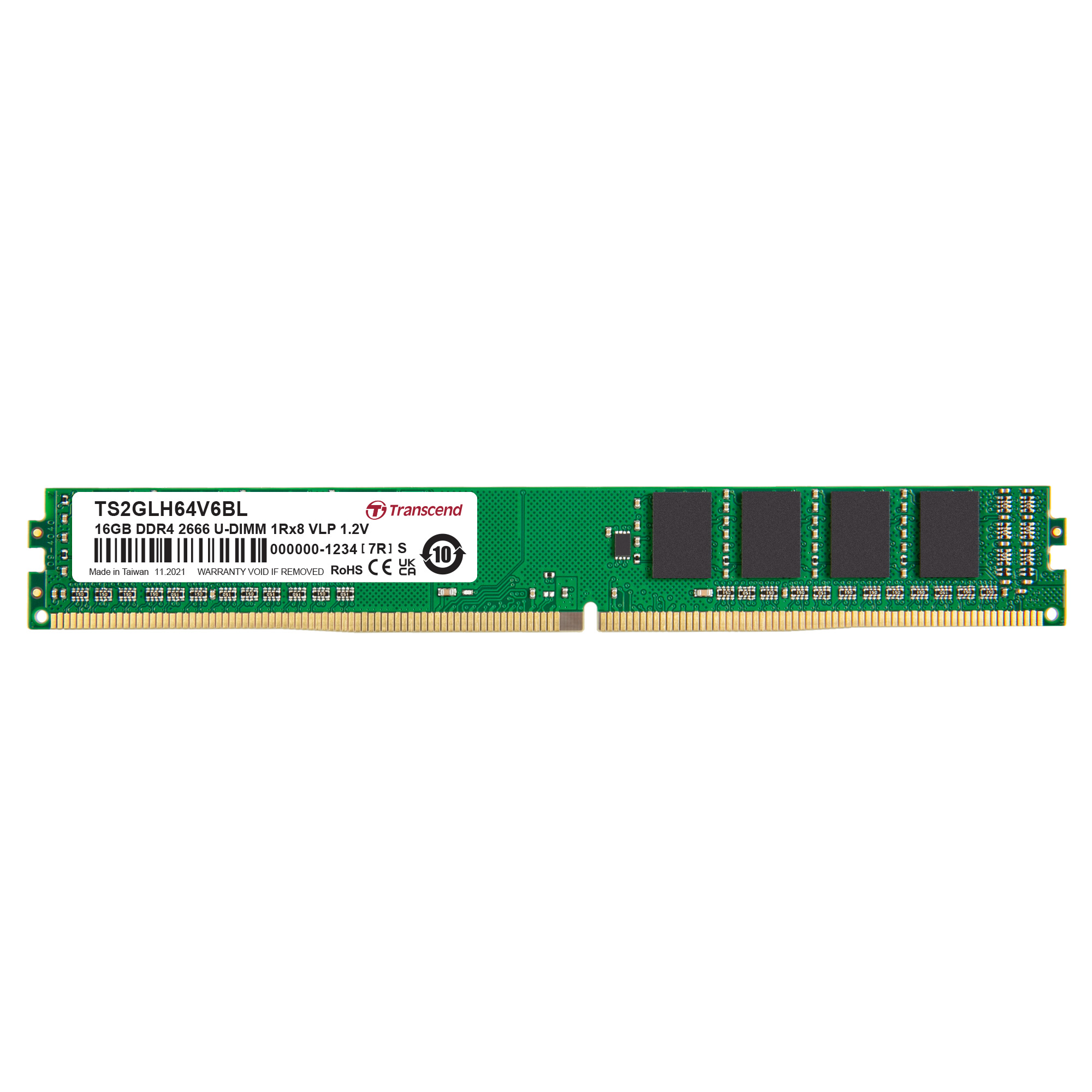 Transcend 16 GB DDR4 Server RAM 2666 Mbit/s, UDIMM, 1.2V
